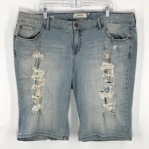 Torrid Plus Boyfriend Denim Bermuda Shorts Womens 22 Distressed Blue Jean Shorts